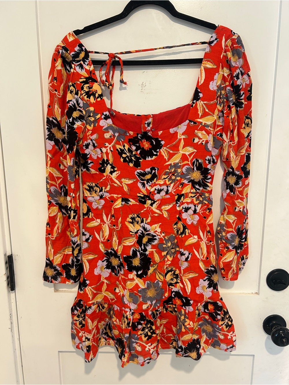 Free People Red Floral Button-Front Women’s Dress size 6 - Picture 3 of 5